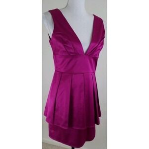 BLAQUE LABEL~Women's Size M~Magenta Satin Pleat Cocktail Mini Dress NWT $105.90